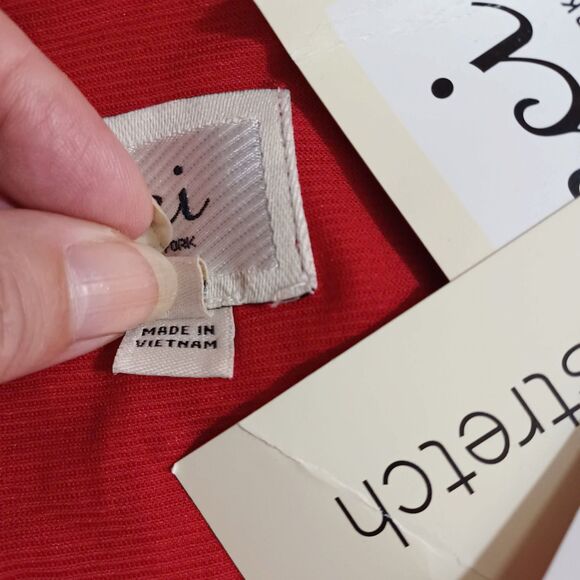 ECI New York Textured Stripe Blouse S Cherry Red Semi-Sheer Knit Top NWT Macy’s - Picture 8 of 9